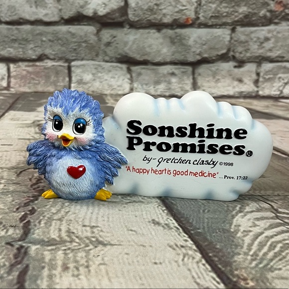 Sonshine Promise Bird Plaque A Happy Heart Is Good Medicine Gretchen Clasby 1998 - Picture 2 of 13